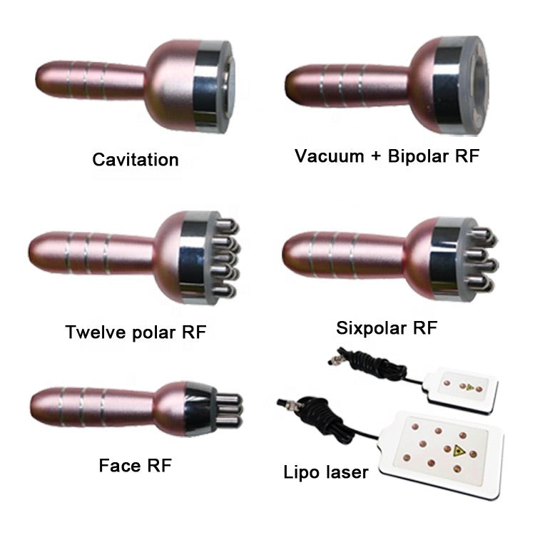 Six Handles of Rose Gold Lipo Cavitation Machine, including Laser Pads