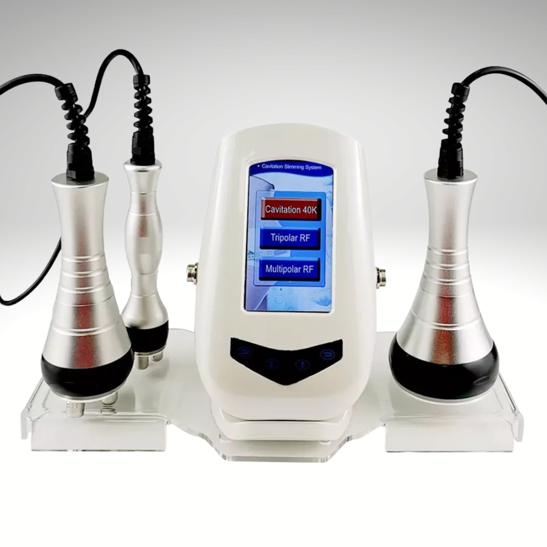 Premium 40K Cavitation Machine with Three Metal Wands Sits on Base Stand